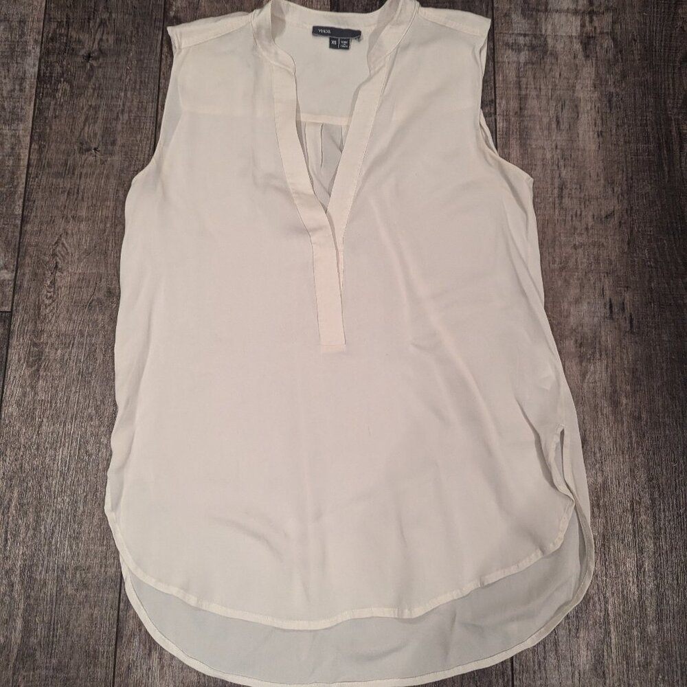 Vince 95% Silk/5% spandex Longline Henley Tank Top Size X-Small